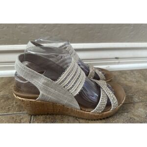 Skechers  Women's Cali Beverlee-Fancy Sips Wedge Sandal Rhinestone Lace Size 8